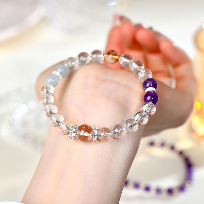 Clear Quartz & Amethyst &Aquamarine– Natural Healing Crystals Jewelry – Handmade Natural Crystals|「Ethereal Veil」