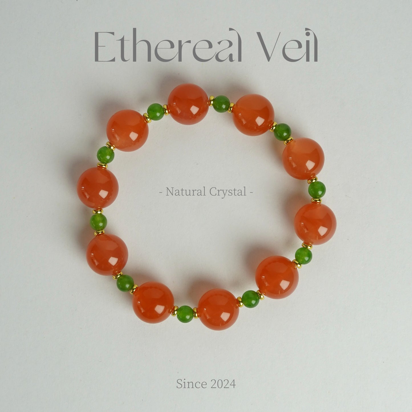 Red Agate 10mm Healing Bracelet Grounding & Vitality Stone– Natural Healing Crystals Jewelry – Handmade Natural Crystals|「Ethereal Veil」