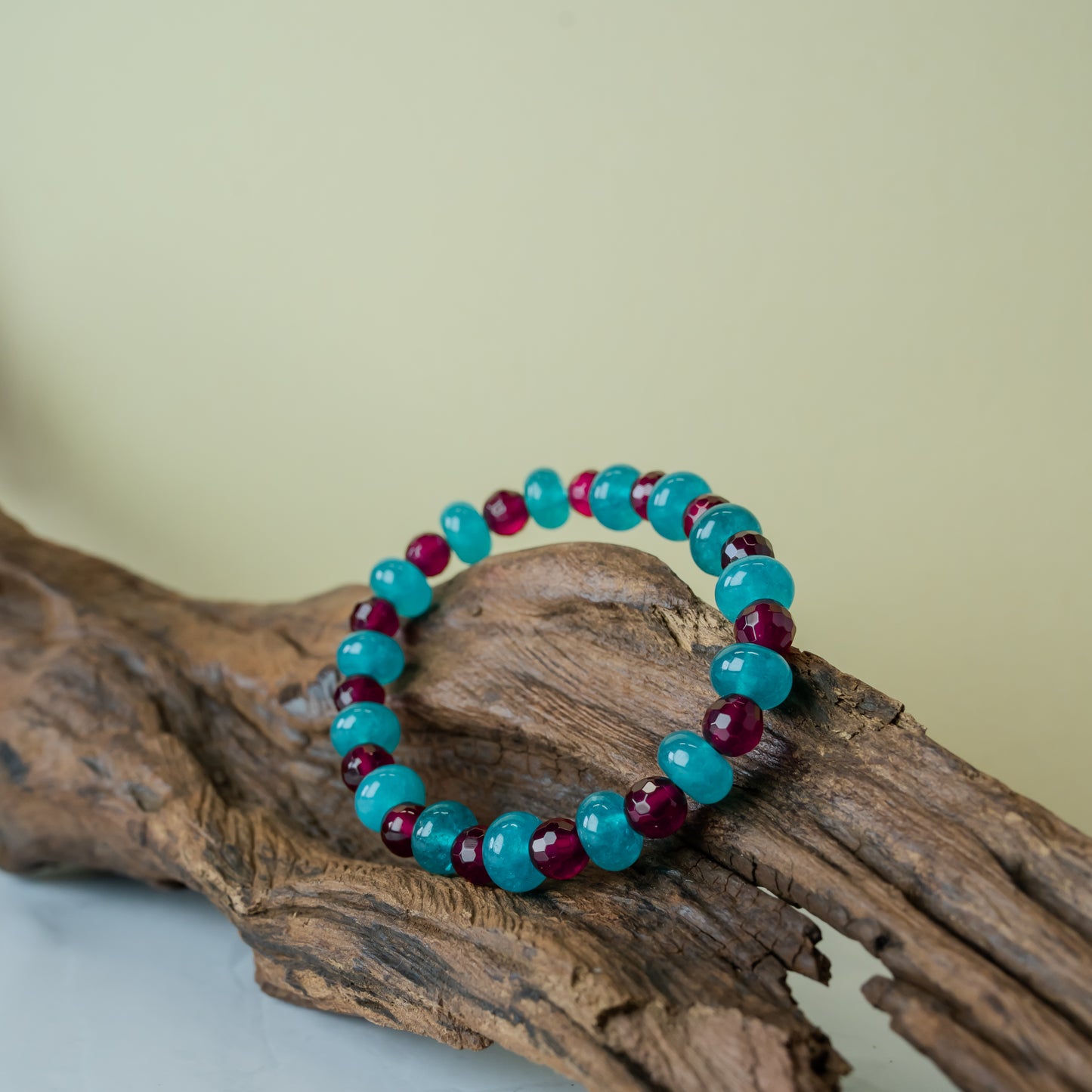 Red Agate & Amazonite Bracelet | 6mm-7mm Beads | Courage + Communication Stone– Natural Healing Crystals Jewelry – Handmade Natural Crystals|「Ethereal Veil」