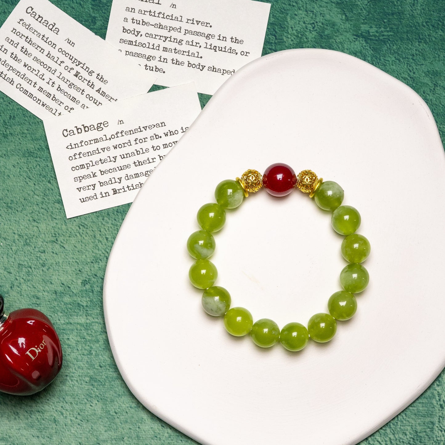Vital Glow Bracelet – Qingti Naigai Xiuyan Jade & Red Agate– Natural Healing Crystals Jewelry – Handmade Natural Crystals|「Ethereal Veil」