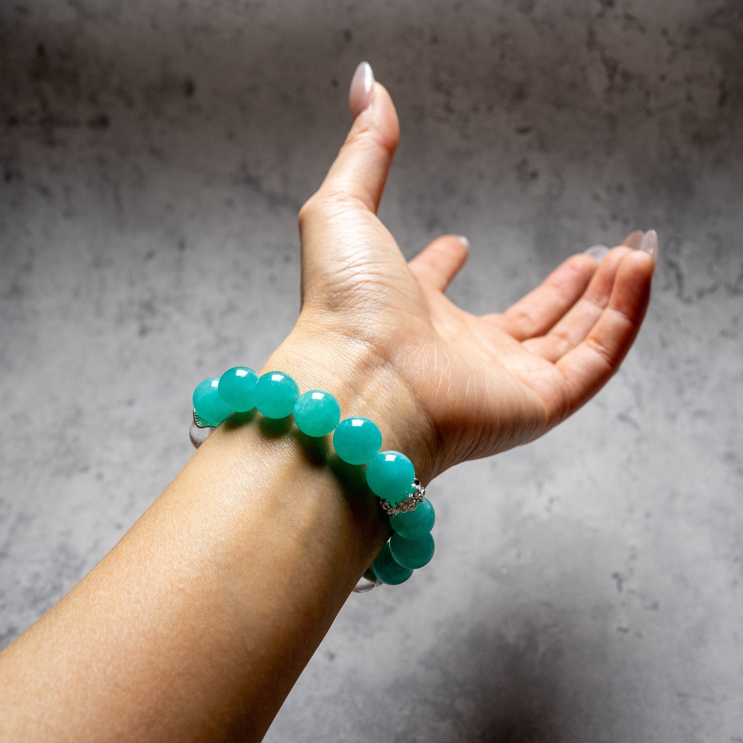 ruth & Calm Bracelet – Amazonite + Clear Quartz– Natural Healing Crystals Jewelry – Handmade Natural Crystals|「Ethereal Veil」