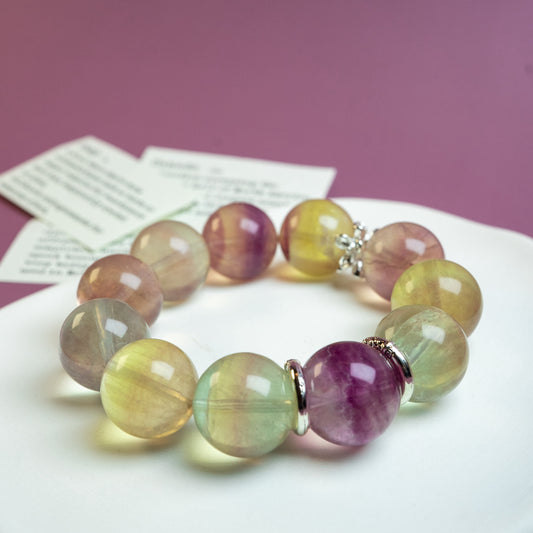 Aurora Focus – Natural Fluorite Energy Bracelet– Natural Healing Crystals Jewelry – Handmade Natural Crystals|「Ethereal Veil」