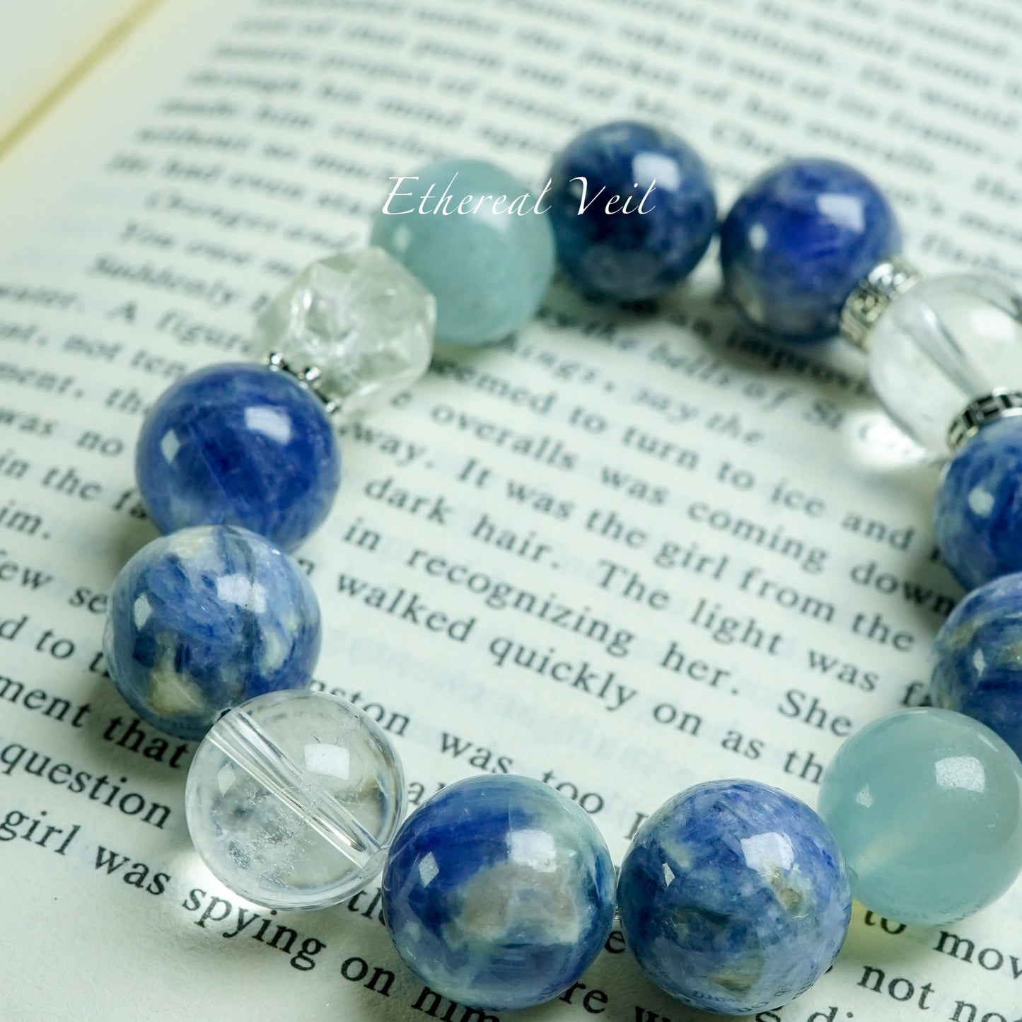 Blue Aura Harmony Bracelet – Emotional Healing Trio– Natural Healing Crystals Jewelry – Handmade Natural Crystals|「Ethereal Veil」