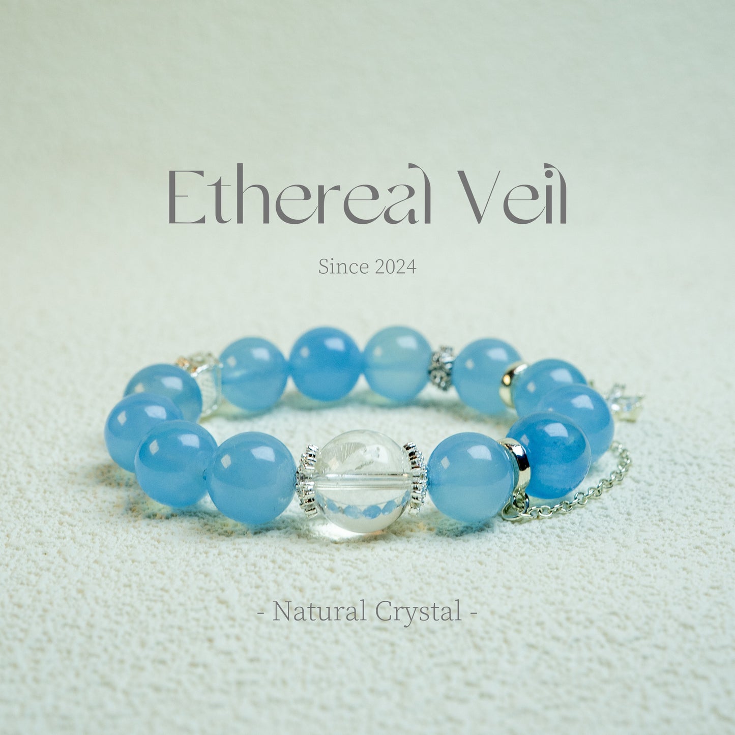 Ocean Whisper Bracelet – Emotional Balance Crystal Duo– Natural Healing Crystals Jewelry – Handmade Natural Crystals|「Ethereal Veil」