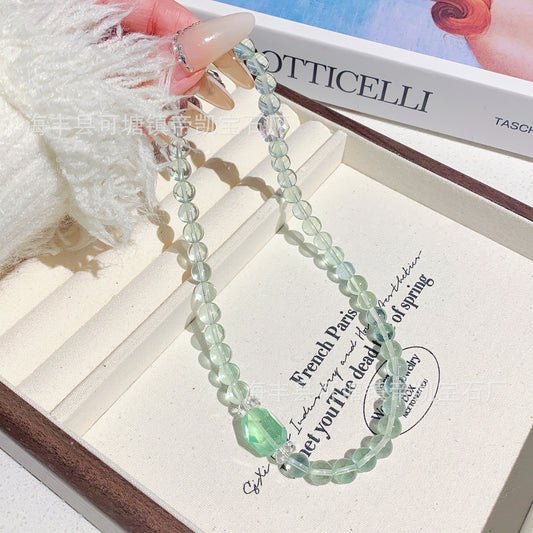 Calm Focus Wrap – 6MM Green Fluorite Double Bracelet– Natural Healing Crystals Jewelry – Handmade Natural Crystals|「Ethereal Veil」