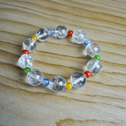 Natural Clear Quartz Bracelet – 14MM Energy Amplification Stone– Handmade Natural Crystals|「Ethereal Veil」