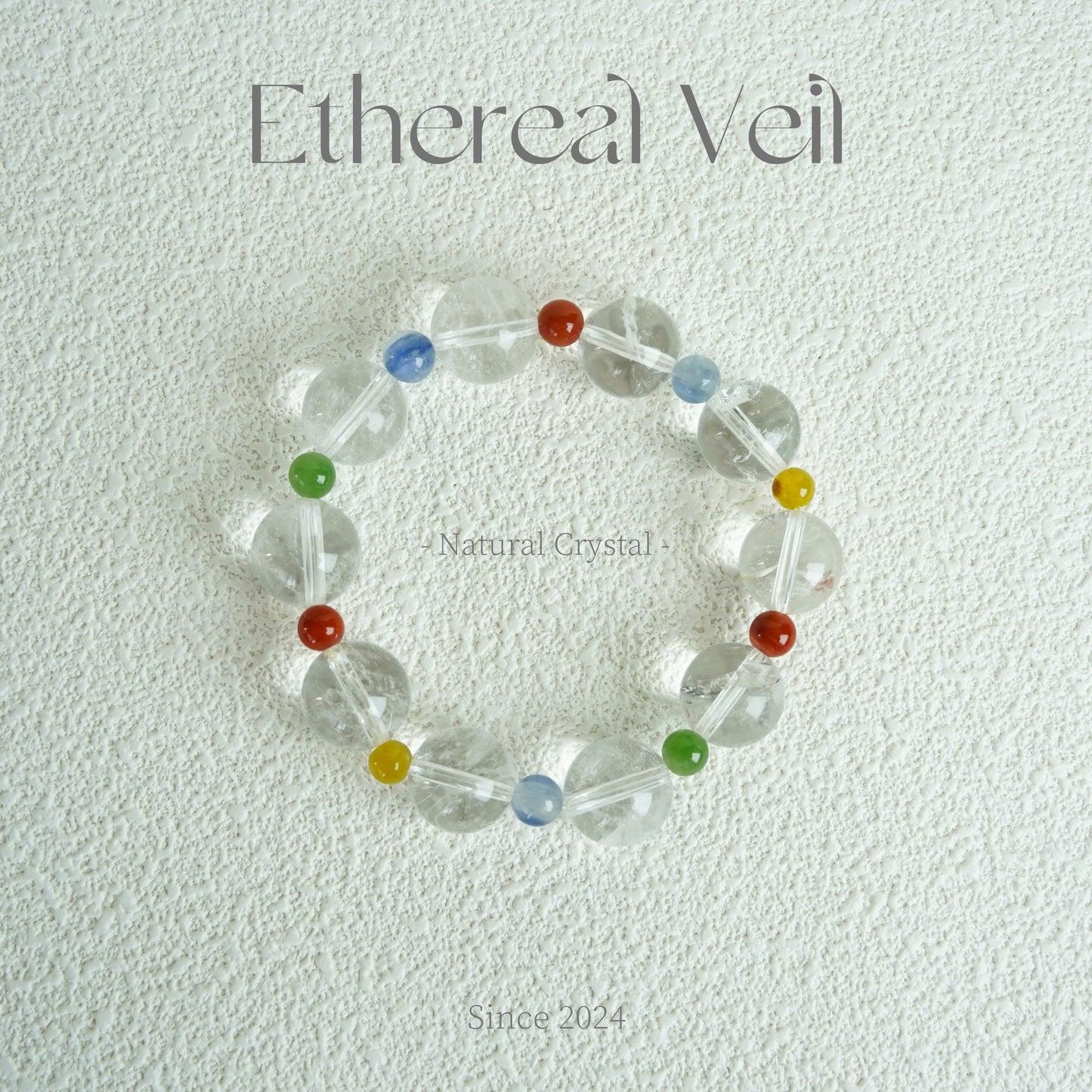 Natural Clear Quartz Bracelet – 14MM Energy Amplification Stone– Handmade Natural Crystals|「Ethereal Veil」
