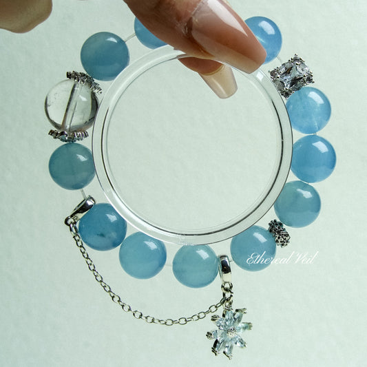 Ocean Whisper Bracelet – Emotional Balance Crystal Duo– Natural Healing Crystals Jewelry – Handmade Natural Crystals|「Ethereal Veil」