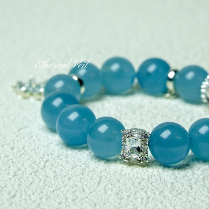 Ocean Whisper Bracelet – Emotional Balance Crystal Duo– Natural Healing Crystals Jewelry – Handmade Natural Crystals|「Ethereal Veil」