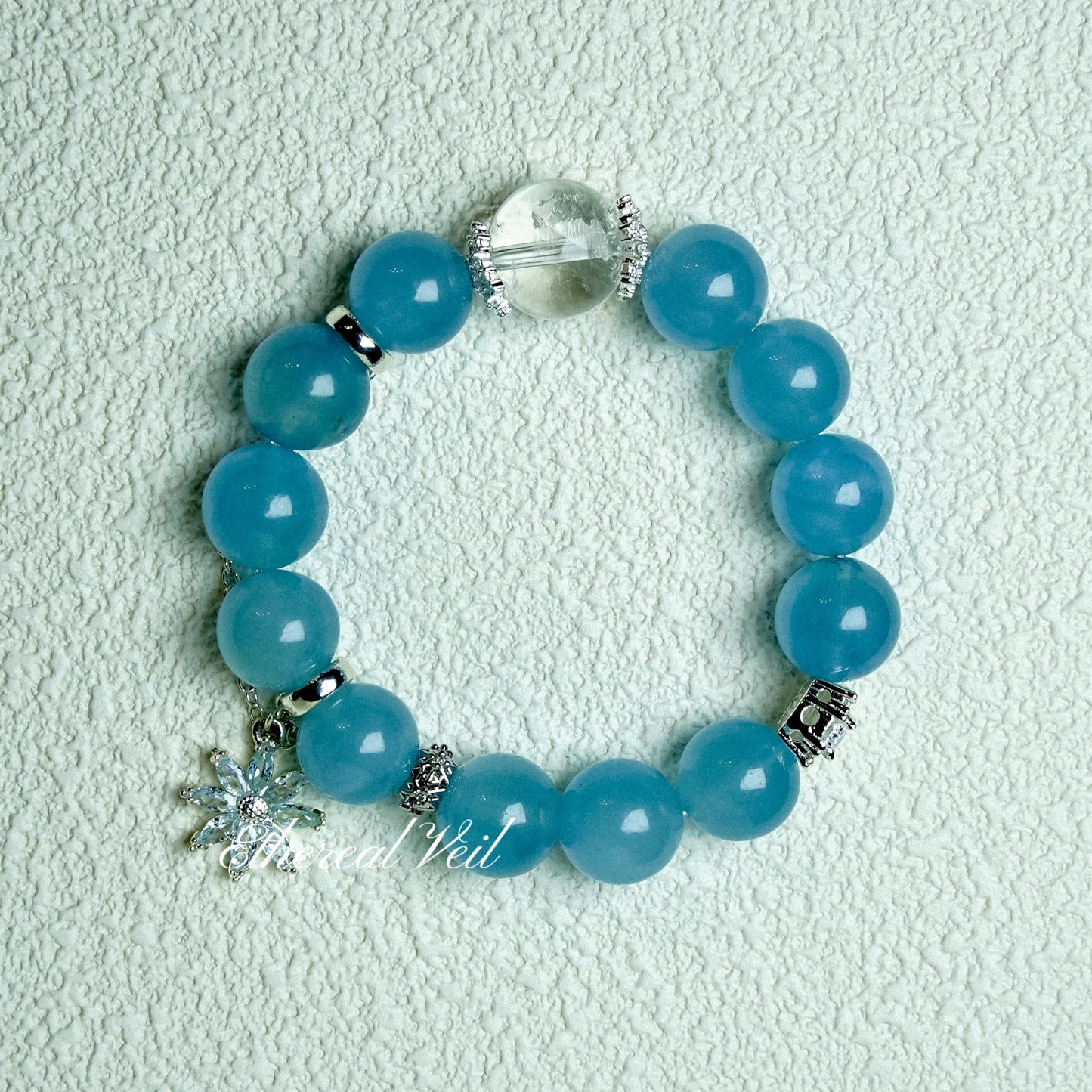 Ocean Whisper Bracelet – Emotional Balance Crystal Duo– Natural Healing Crystals Jewelry – Handmade Natural Crystals|「Ethereal Veil」