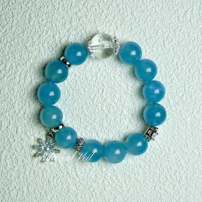 Ocean Whisper Bracelet – Emotional Balance Crystal Duo– Natural Healing Crystals Jewelry – Handmade Natural Crystals|「Ethereal Veil」
