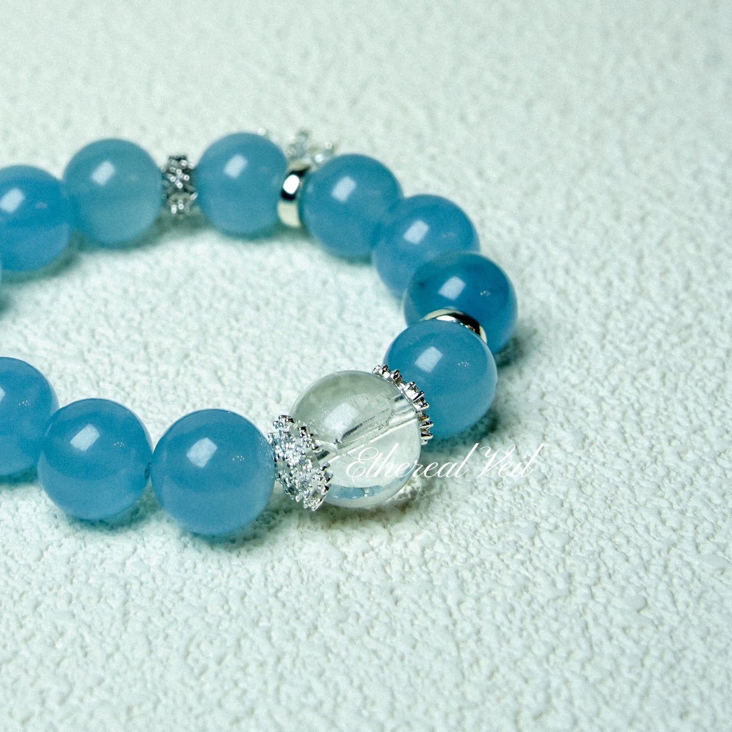 Ocean Whisper Bracelet – Emotional Balance Crystal Duo– Natural Healing Crystals Jewelry – Handmade Natural Crystals|「Ethereal Veil」
