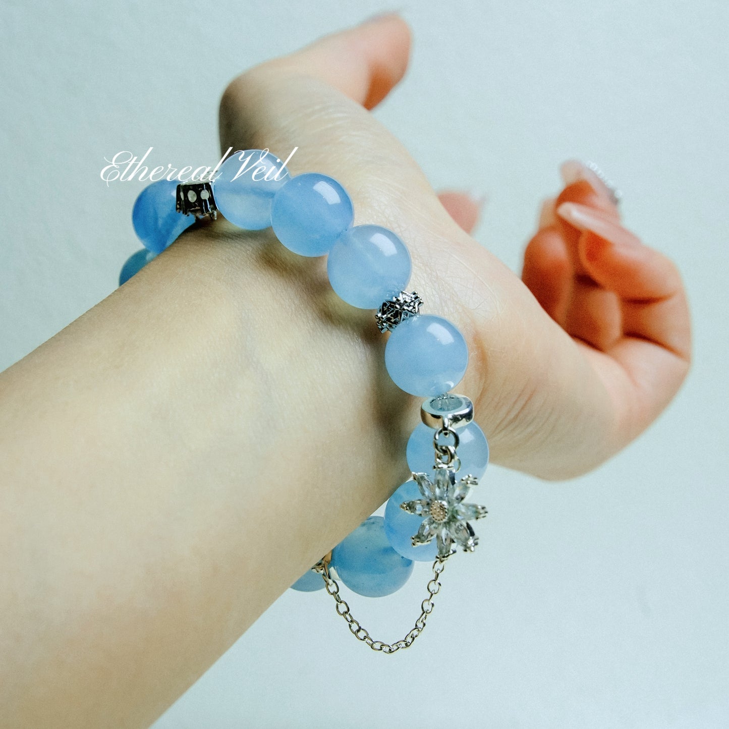 Ocean Whisper Bracelet – Emotional Balance Crystal Duo– Natural Healing Crystals Jewelry – Handmade Natural Crystals|「Ethereal Veil」