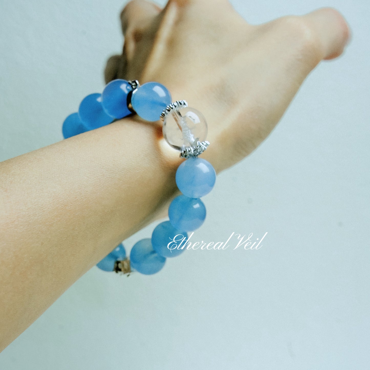 Ocean Whisper Bracelet – Emotional Balance Crystal Duo– Natural Healing Crystals Jewelry – Handmade Natural Crystals|「Ethereal Veil」