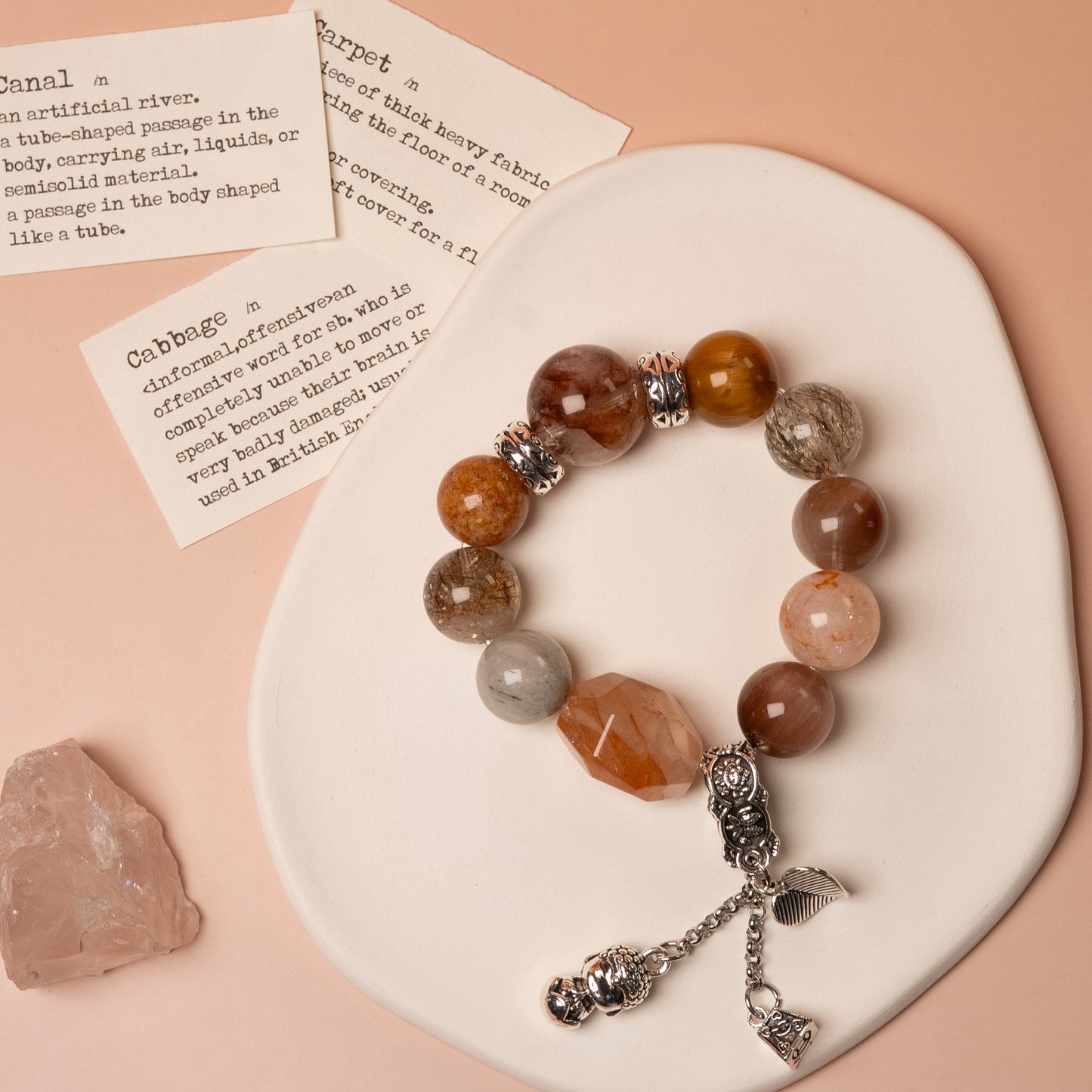 Celestial Power Stack – Super Seven, Garden Phantom & Scarlet Flower Quartz– Natural Healing Crystals Jewelry – Handmade Natural Crystals|「Ethereal Veil」