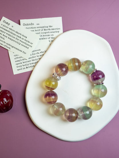 Aurora Focus – Natural Fluorite Energy Bracelet– Natural Healing Crystals Jewelry – Handmade Natural Crystals|「Ethereal Veil」