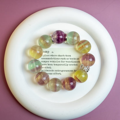 Aurora Focus – Natural Fluorite Energy Bracelet– Natural Healing Crystals Jewelry – Handmade Natural Crystals|「Ethereal Veil」