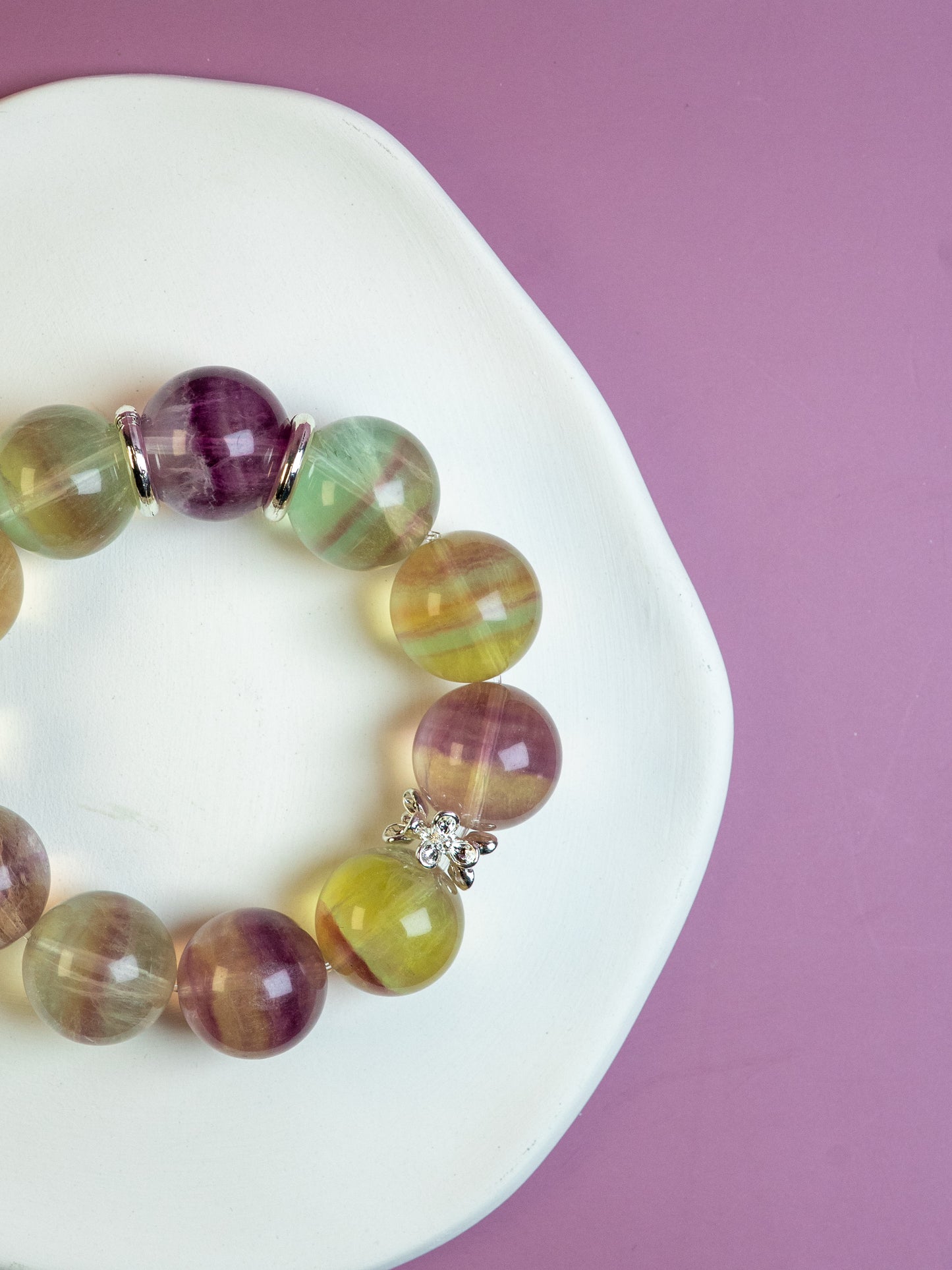 Aurora Focus – Natural Fluorite Energy Bracelet– Natural Healing Crystals Jewelry – Handmade Natural Crystals|「Ethereal Veil」