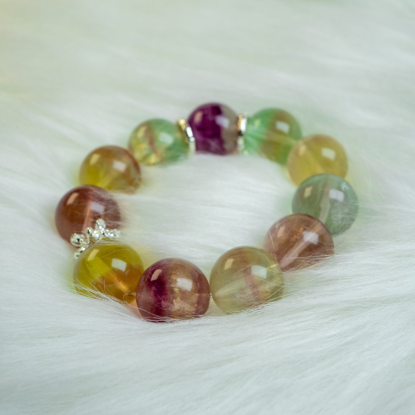 Aurora Focus – Natural Fluorite Energy Bracelet– Natural Healing Crystals Jewelry – Handmade Natural Crystals|「Ethereal Veil」