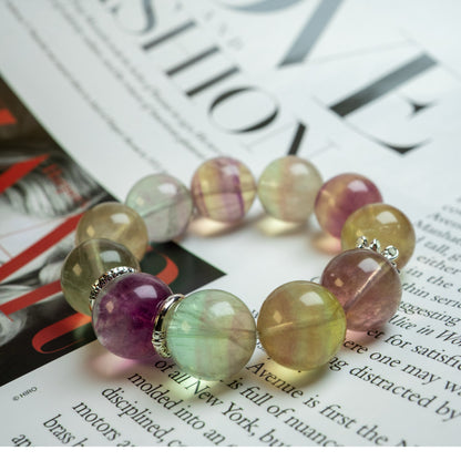 Aurora Focus – Natural Fluorite Energy Bracelet– Natural Healing Crystals Jewelry – Handmade Natural Crystals|「Ethereal Veil」