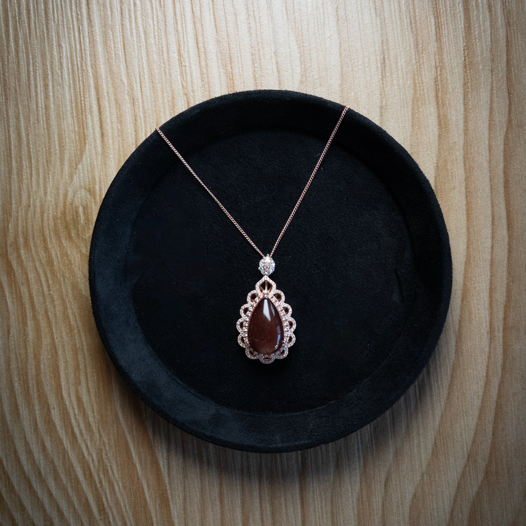 Premium Custom Red Rutilated Quartz Necklace | Genuine Red Rabbit-Hair Crystal in 925 Sterling Silver (S925) for Luxury Style & Heart-Centered Energy