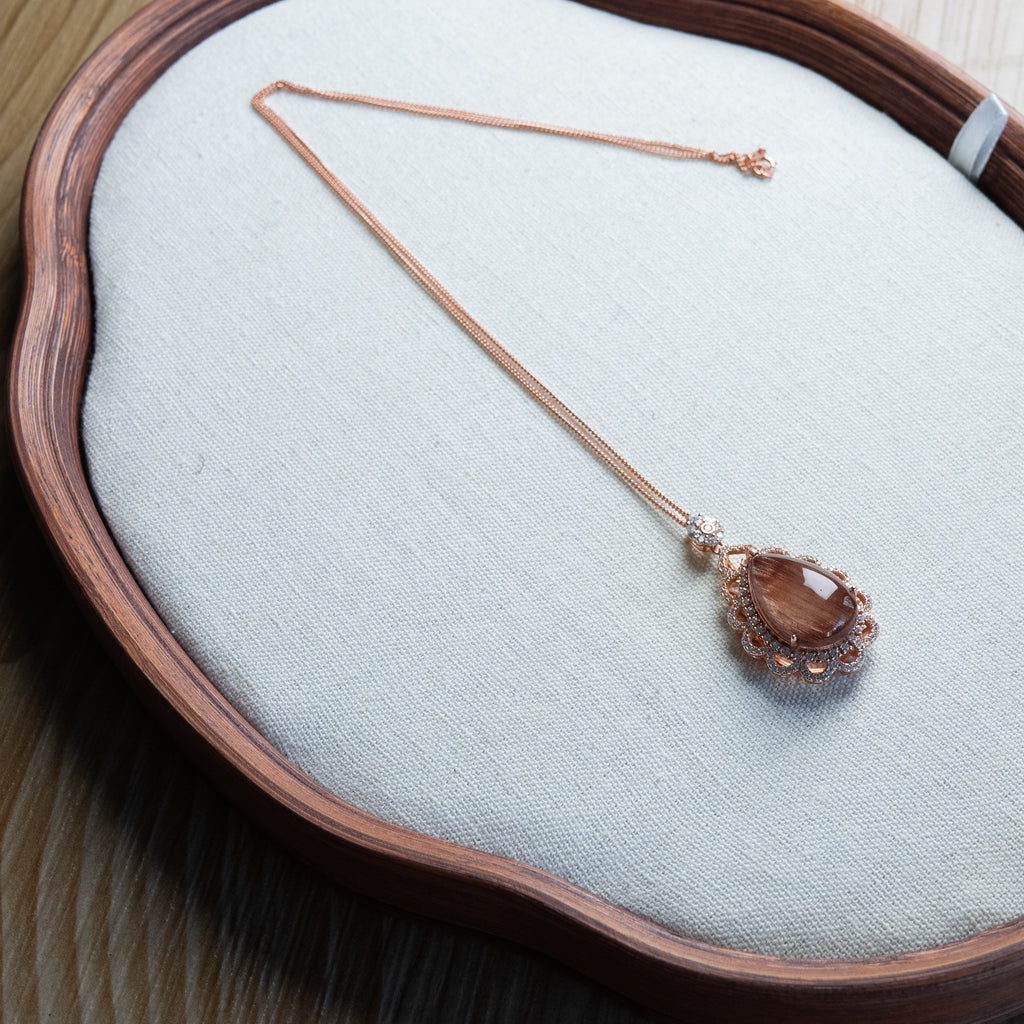 Premium Custom Red Rutilated Quartz Necklace | Genuine Red Rabbit-Hair Crystal in 925 Sterling Silver (S925) for Luxury Style & Heart-Centered Energy
