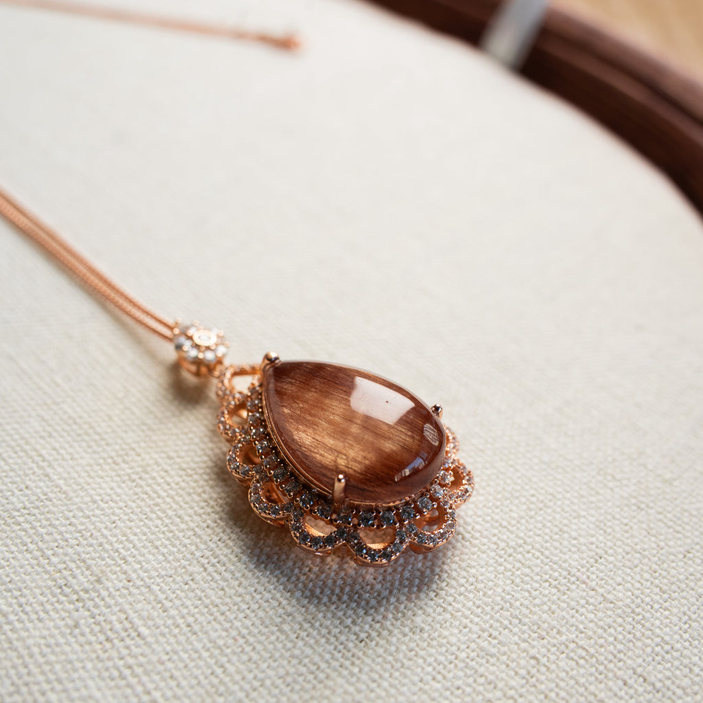 Premium Custom Red Rutilated Quartz Necklace | Genuine Red Rabbit-Hair Crystal in 925 Sterling Silver (S925) for Luxury Style & Heart-Centered Energy