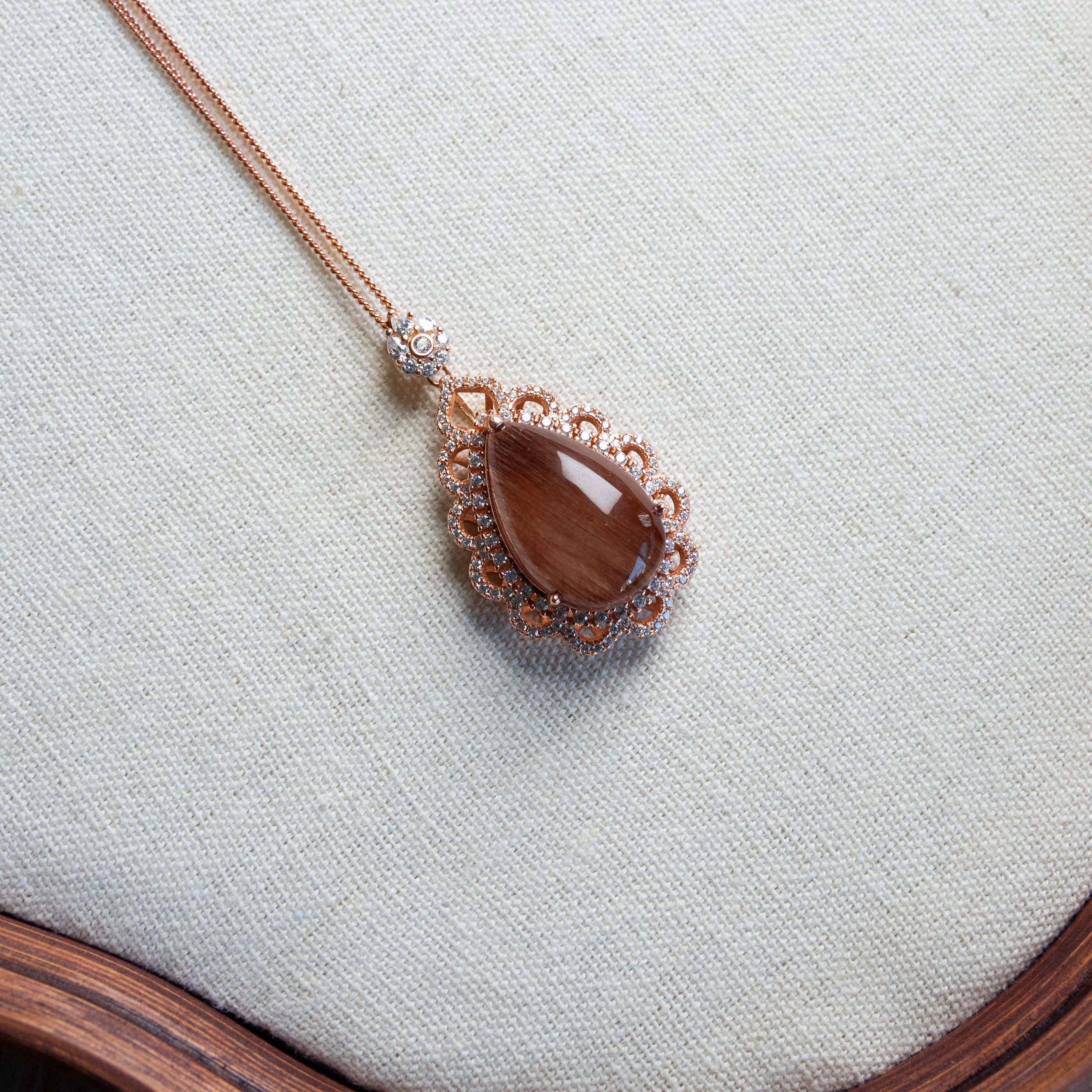 Premium Custom Red Rutilated Quartz Necklace | Genuine Red Rabbit-Hair Crystal in 925 Sterling Silver (S925) for Luxury Style & Heart-Centered Energy