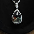 One-of-a-Kind Green Phantom Mountain Necklace | Natural “Little-Hill” Crystal Pendant in 925 Sterling Silver (S925) – Rare Collector Jewelry