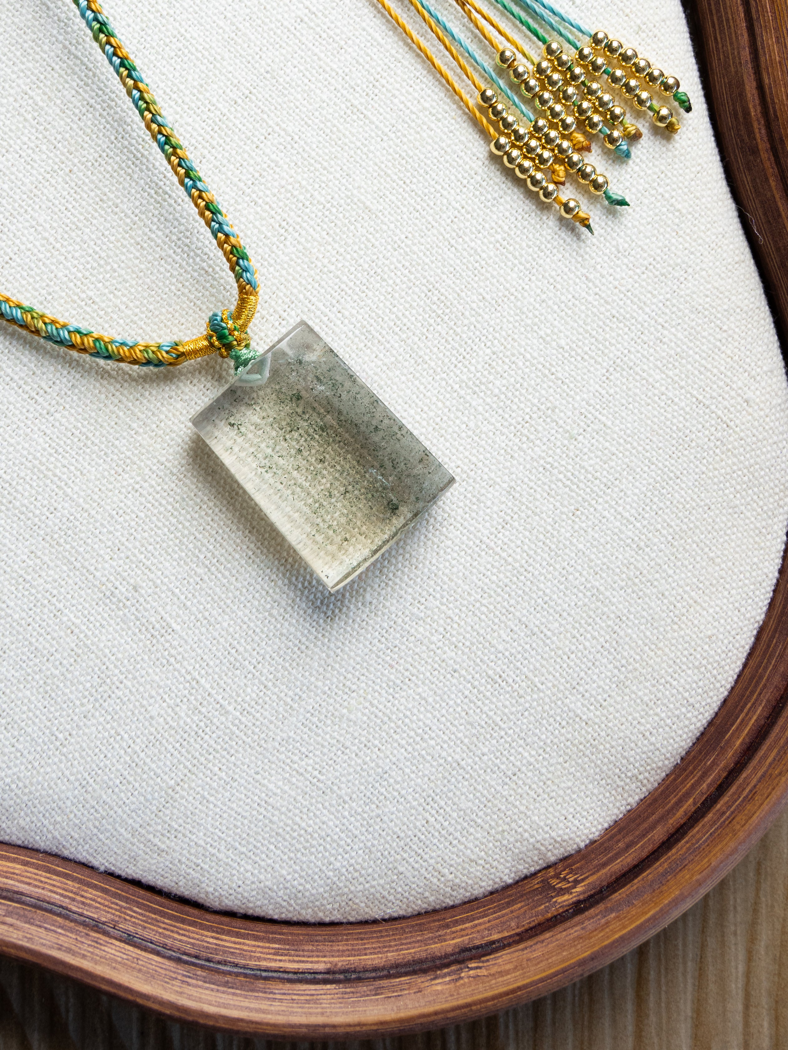 One-of-a-Kind Green Phantom Quartz Necklace | Rare Natural Crystal Landscape Pendant for Collectors – Hand-Selected Luxury Jewelry