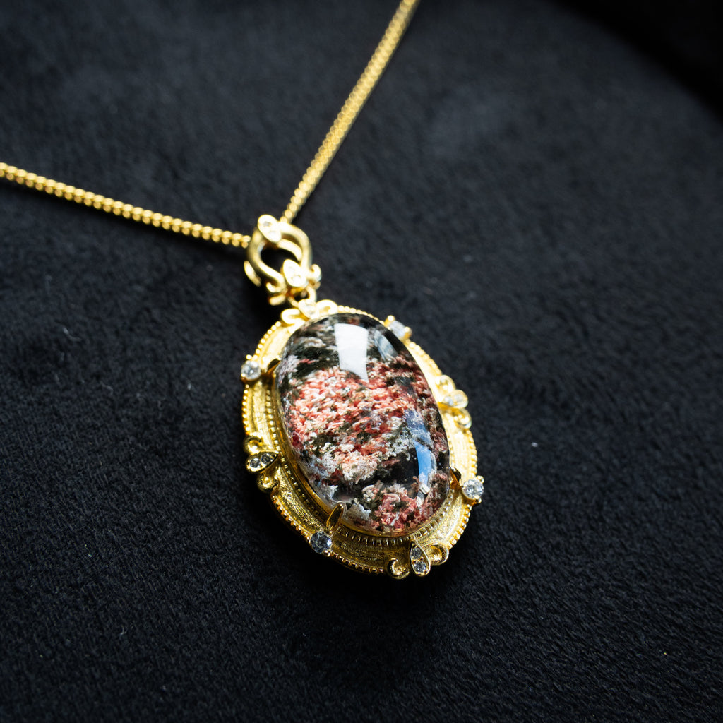 One-of-One Four Seasons Phantom Quartz Necklace | Rare Natural Crystal Landscape Pendant in 925 Sterling Silver – Collector-Grade Gift for Her