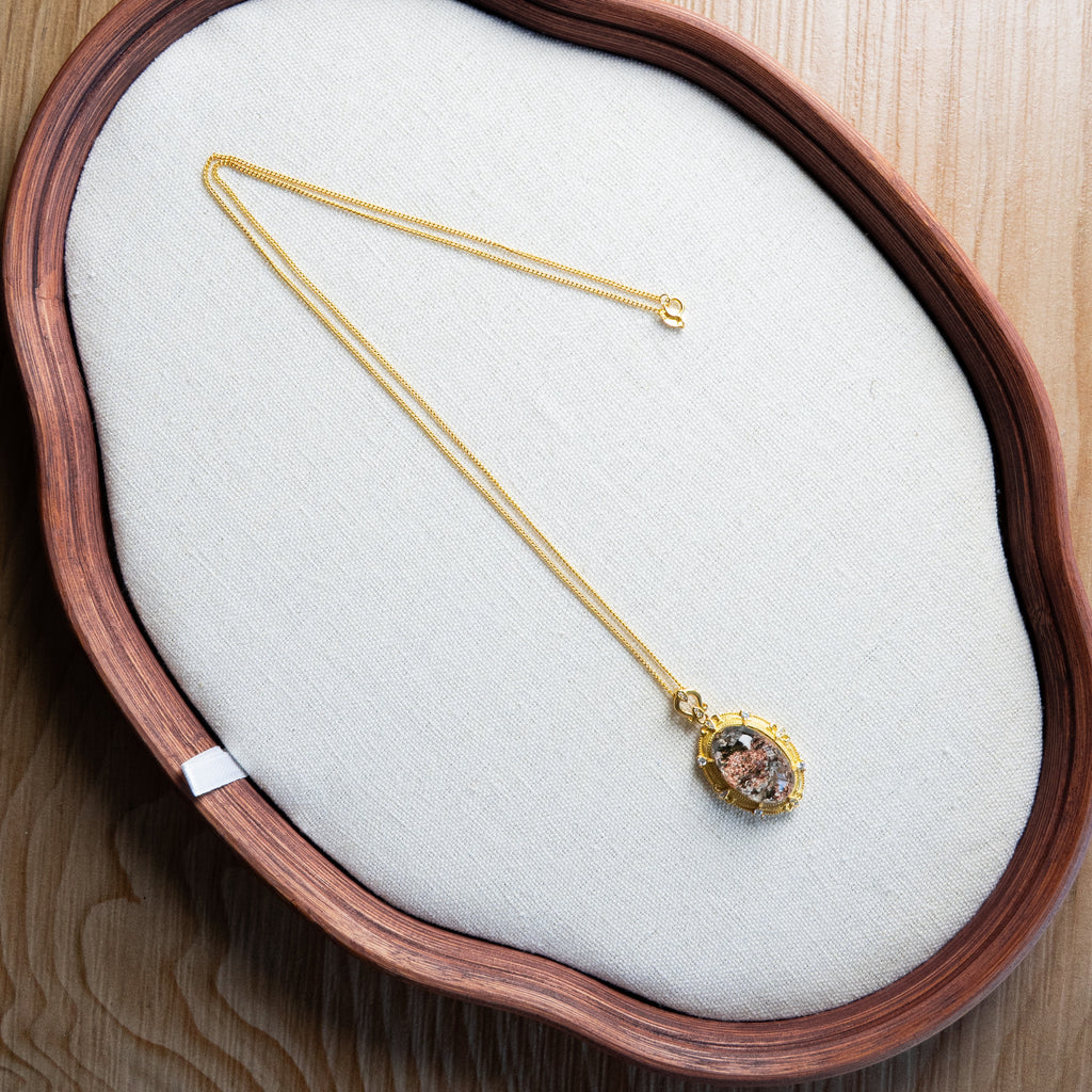 One-of-One Four Seasons Phantom Quartz Necklace | Rare Natural Crystal Landscape Pendant in 925 Sterling Silver – Collector-Grade Gift for Her