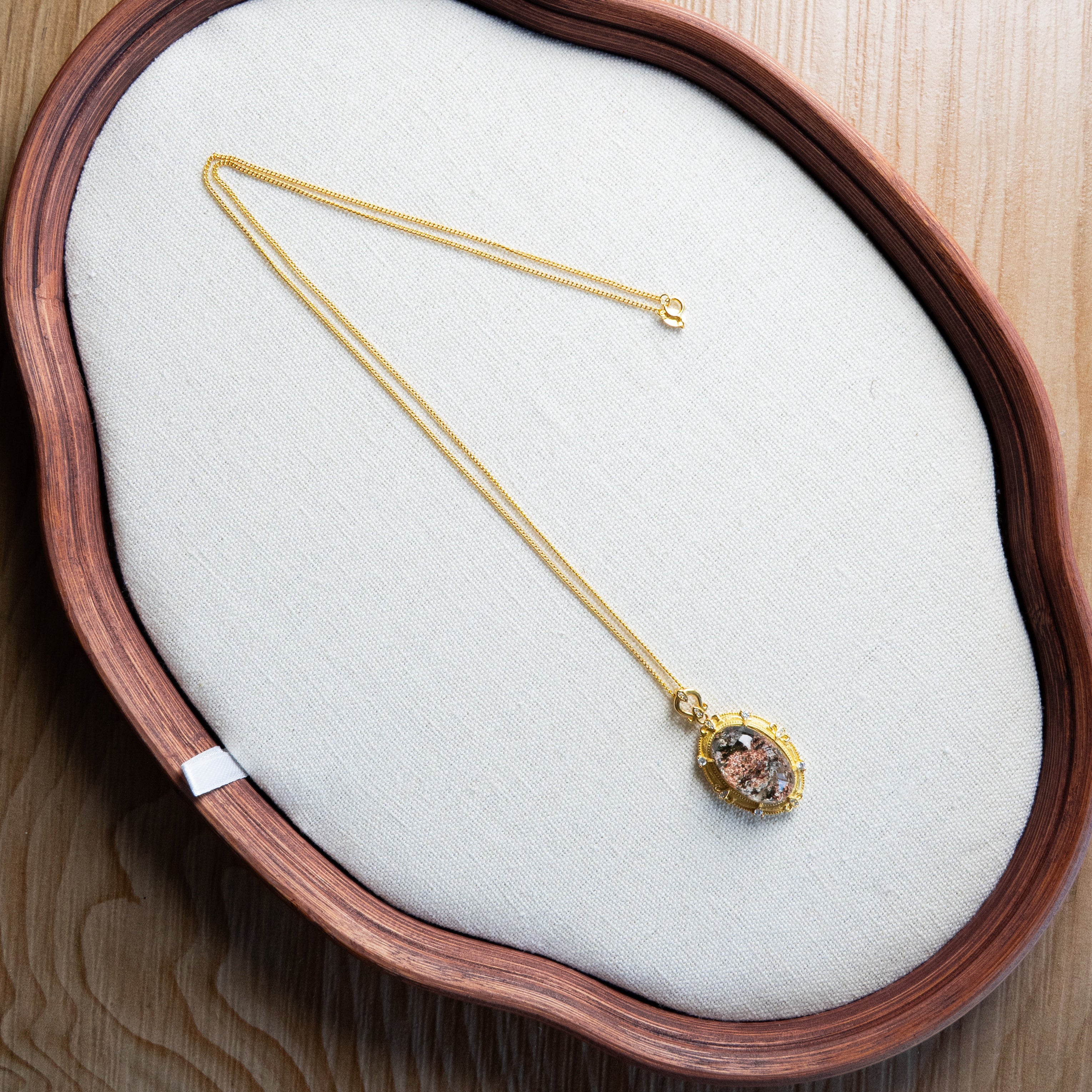 One-of-One Four Seasons Phantom Quartz Necklace | Rare Natural Crystal Landscape Pendant in 925 Sterling Silver – Collector-Grade Gift for Her