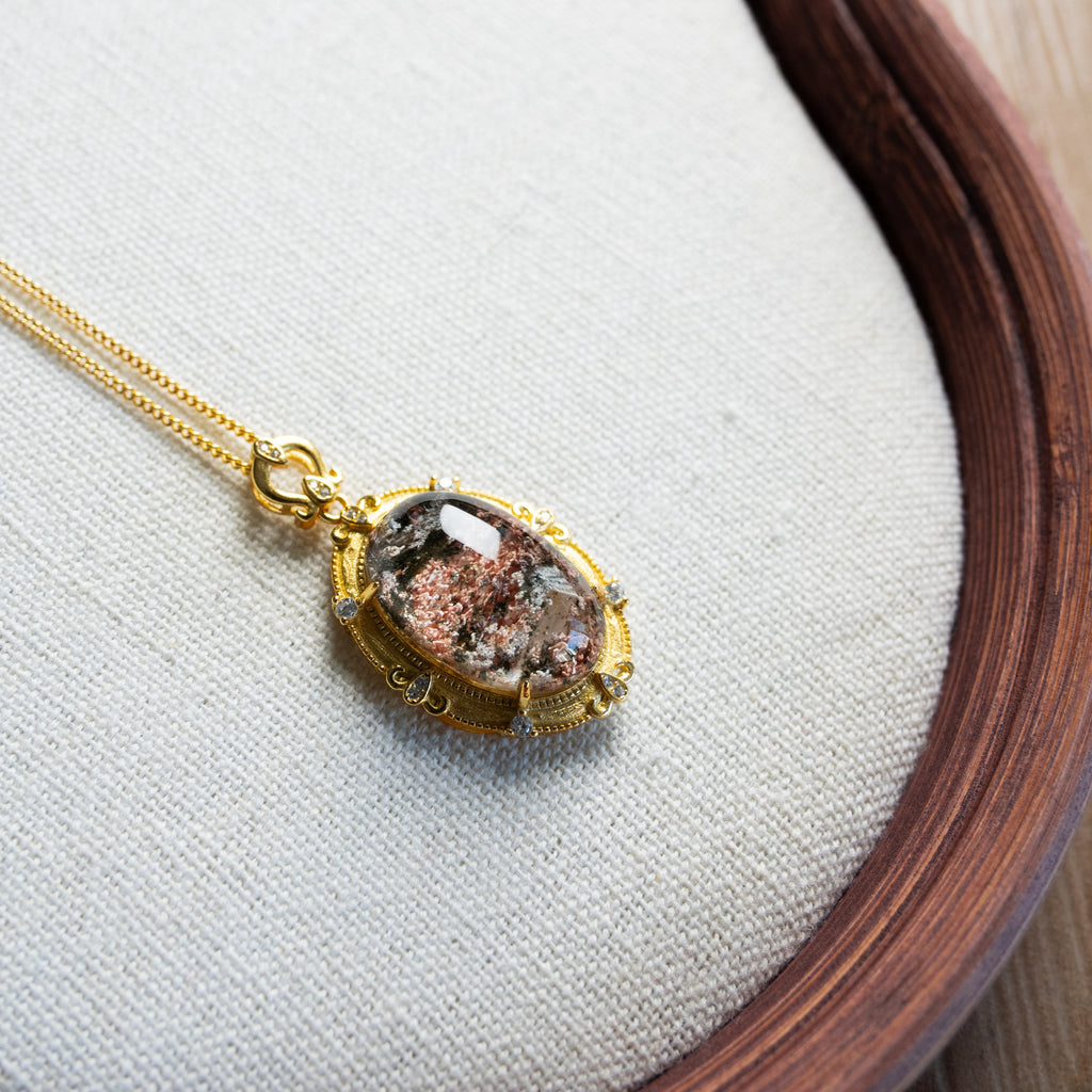 One-of-One Four Seasons Phantom Quartz Necklace | Rare Natural Crystal Landscape Pendant in 925 Sterling Silver – Collector-Grade Gift for Her