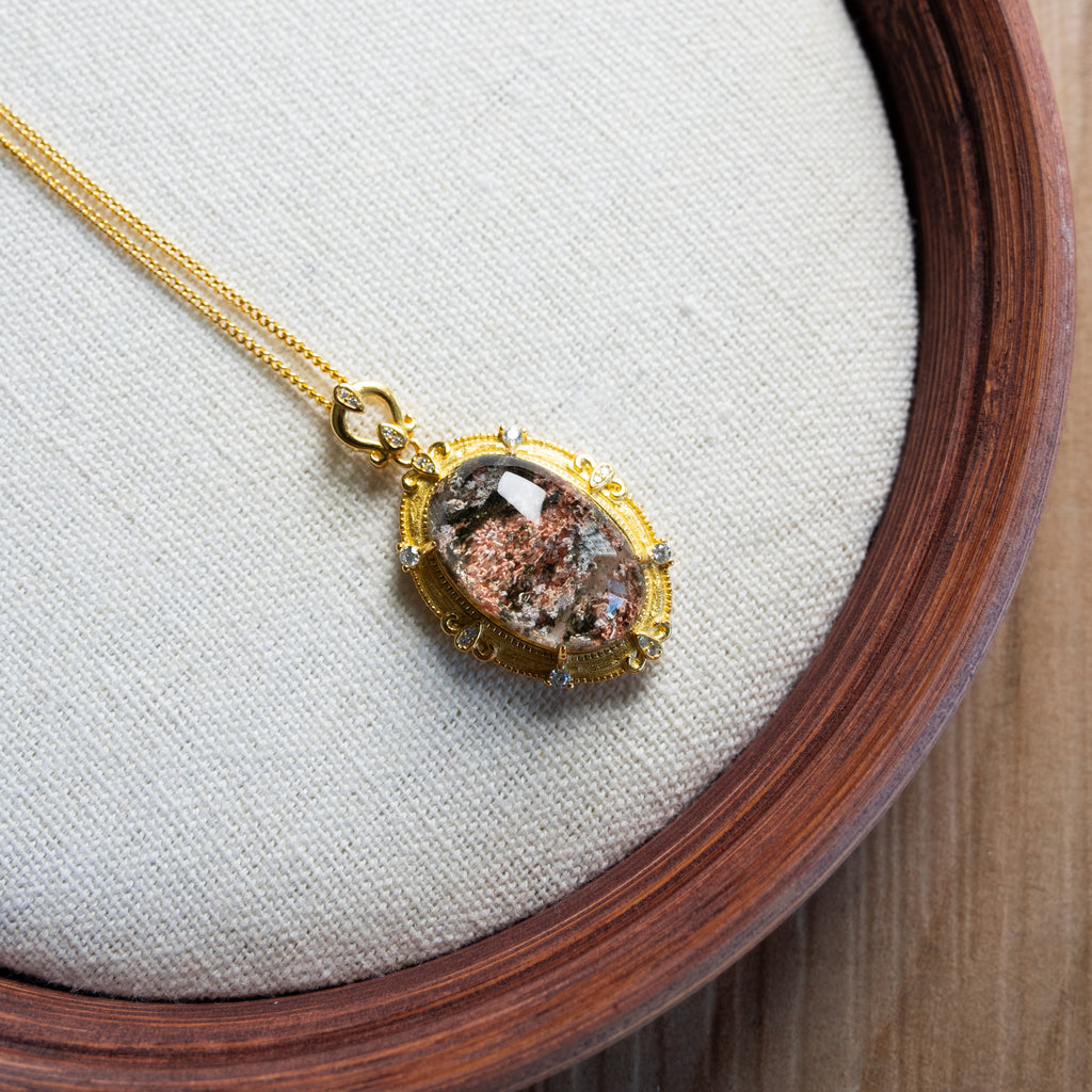 One-of-One Four Seasons Phantom Quartz Necklace | Rare Natural Crystal Landscape Pendant in 925 Sterling Silver – Collector-Grade Gift for Her