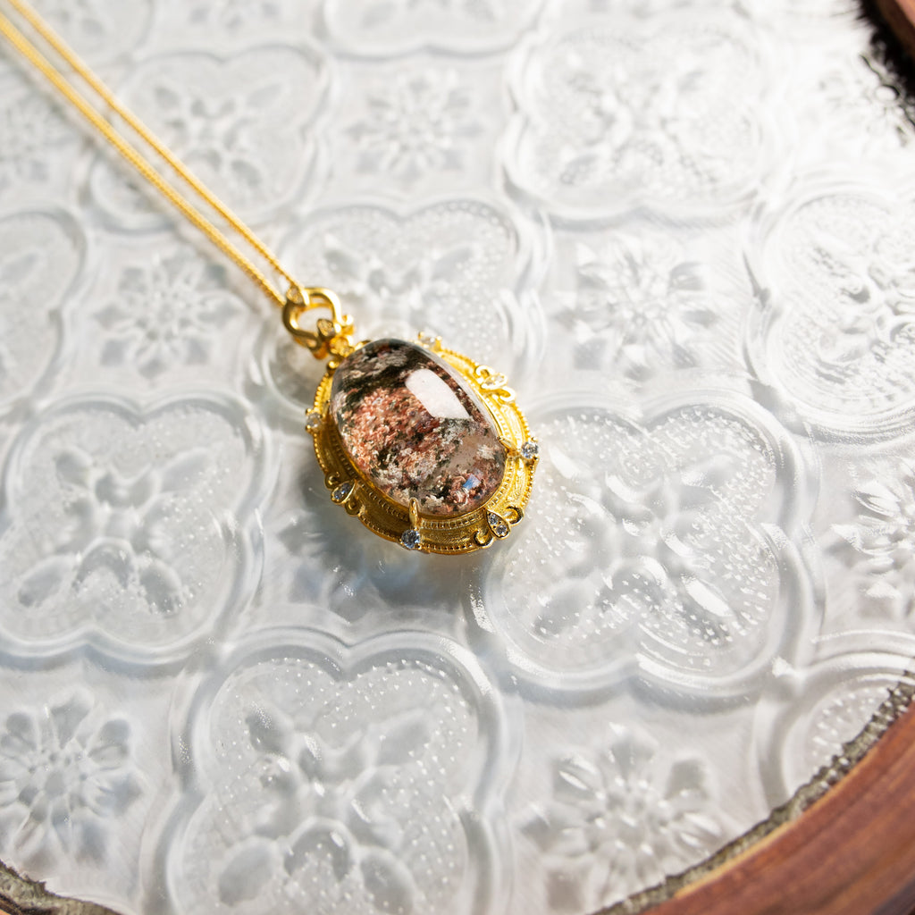 One-of-One Four Seasons Phantom Quartz Necklace | Rare Natural Crystal Landscape Pendant in 925 Sterling Silver – Collector-Grade Gift for Her