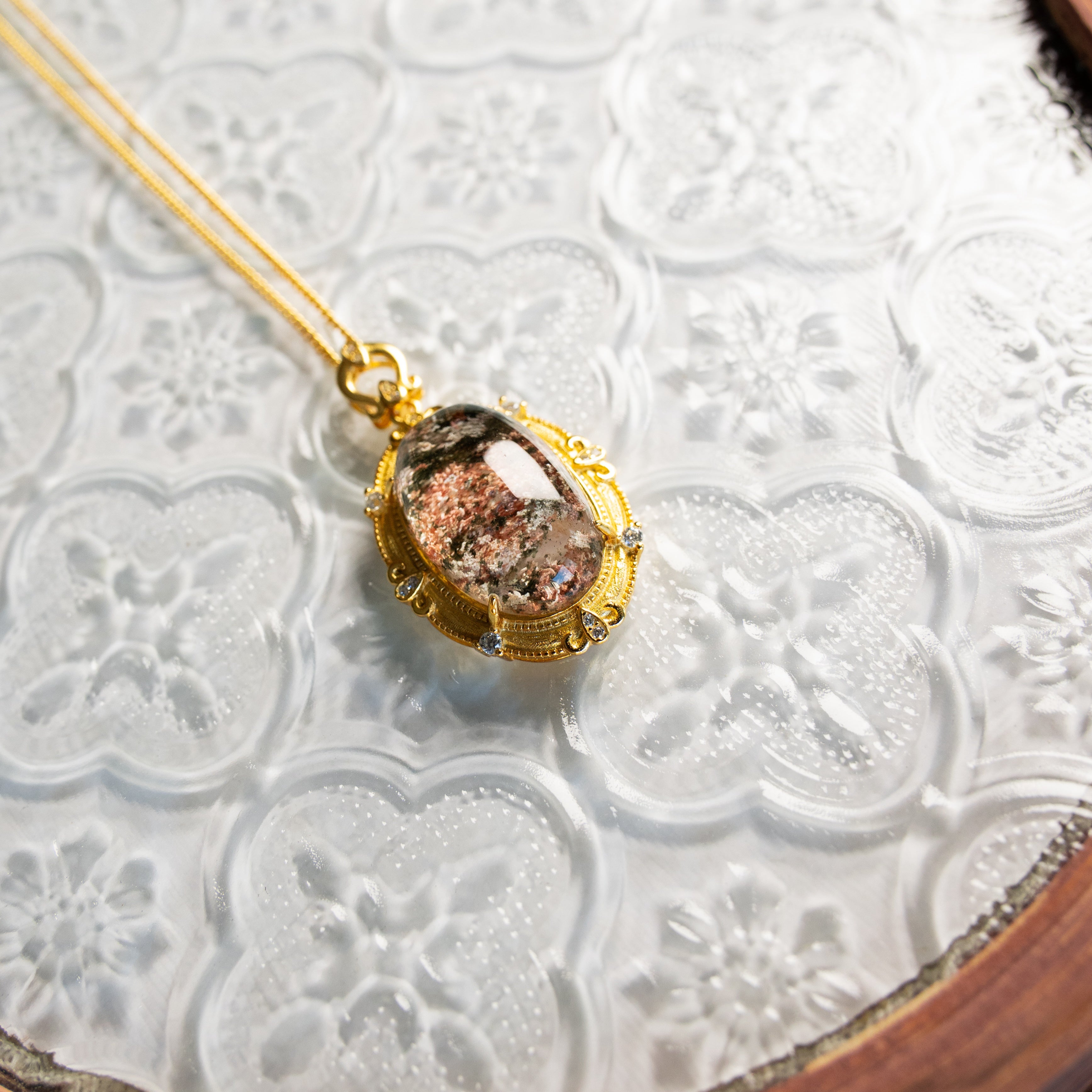 One-of-One Four Seasons Phantom Quartz Necklace | Rare Natural Crystal Landscape Pendant in 925 Sterling Silver – Collector-Grade Gift for Her