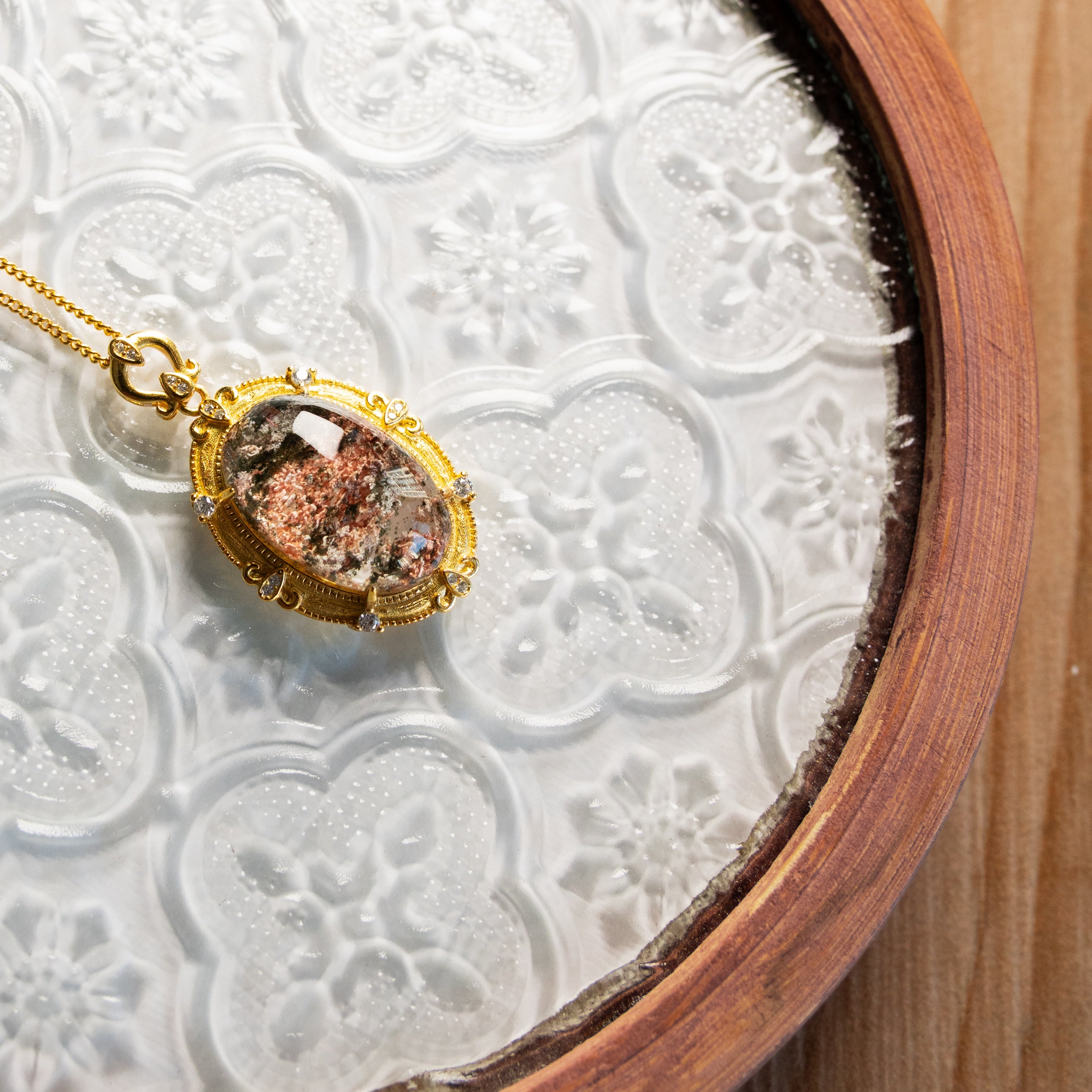 One-of-One Four Seasons Phantom Quartz Necklace | Rare Natural Crystal Landscape Pendant in 925 Sterling Silver – Collector-Grade Gift for Her