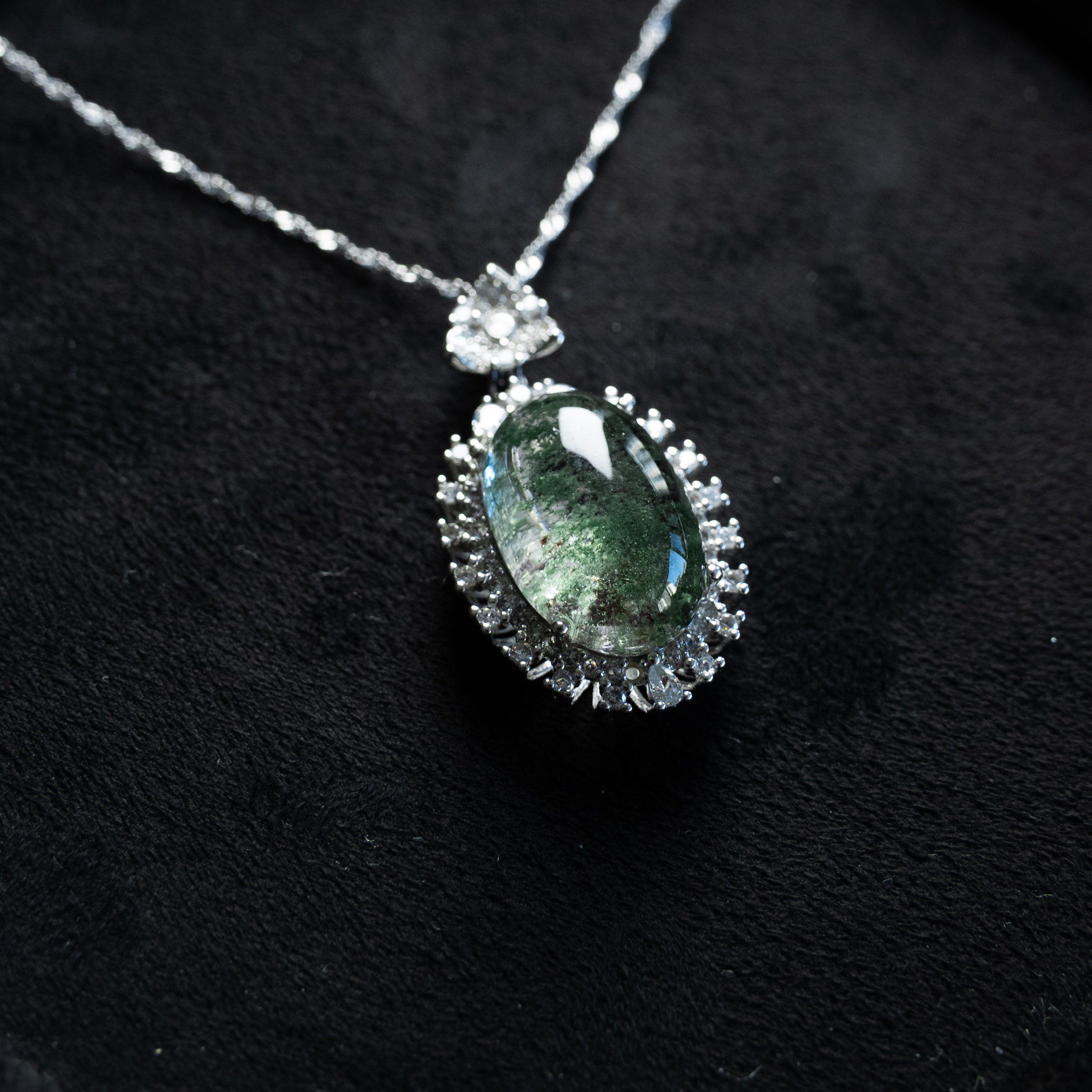 One-of-a-Kind Four Seasons Phantom Quartz Necklace | Natural Crystal Landscape Pendant in 925 Sterling Silver (S925) – Rare Energy Jewelry for Collectors