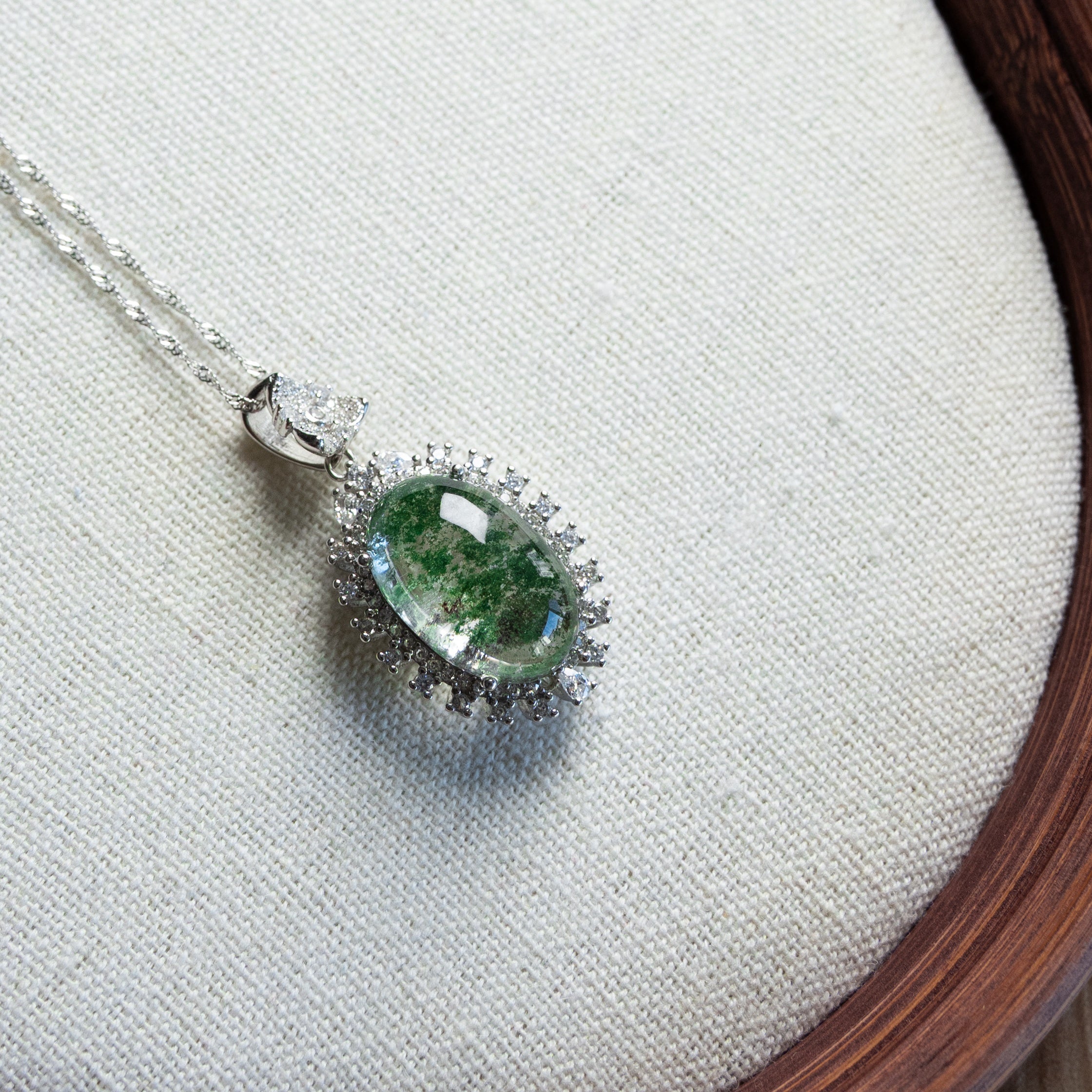 One-of-a-Kind Four Seasons Phantom Quartz Necklace | Natural Crystal Landscape Pendant in 925 Sterling Silver (S925) – Rare Energy Jewelry for Collectors