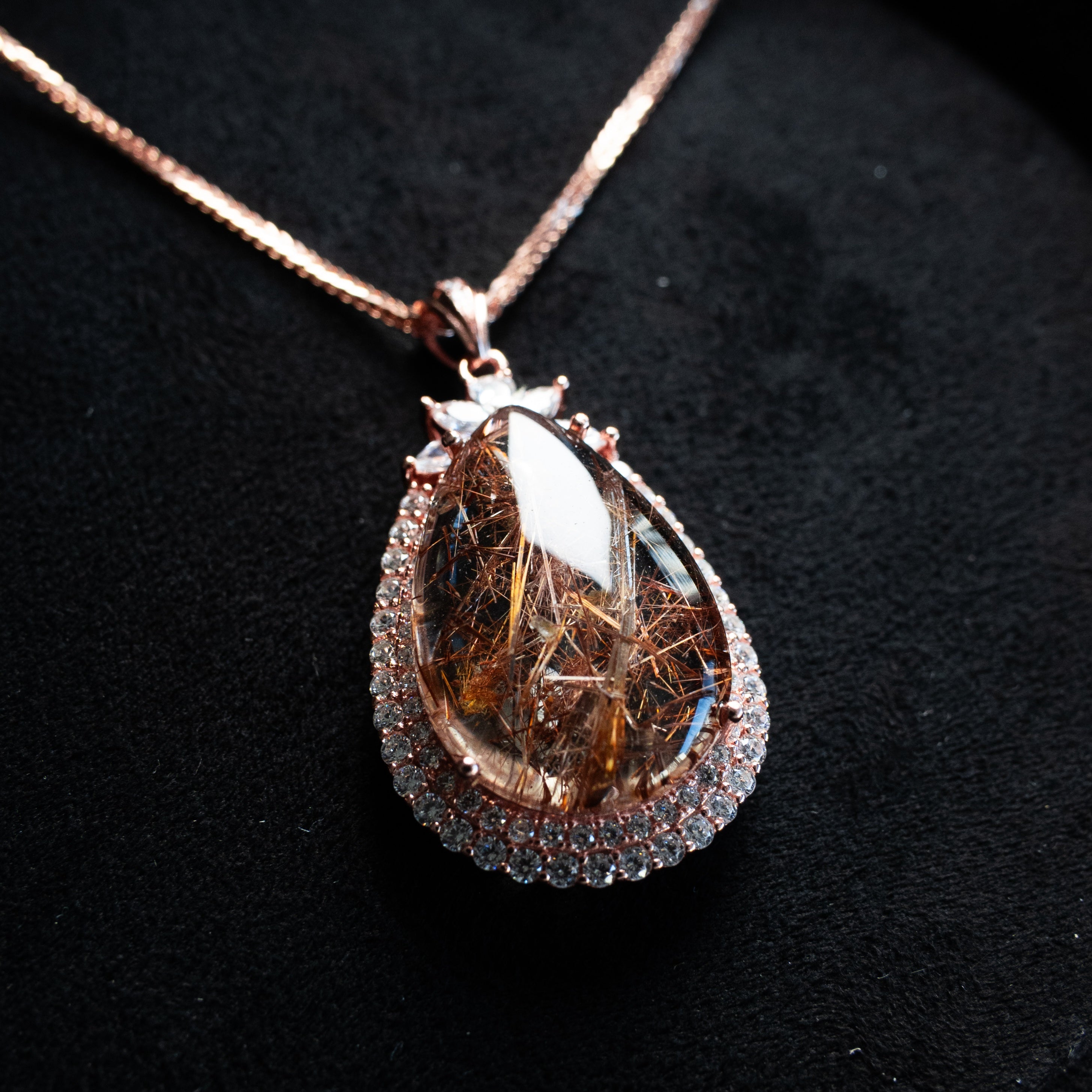 One-of-a-Kind Golden Rutilated Quartz Necklace | Hand-Selected Natural Crystal Pendant in 925 Sterling Silver (S925) – Luxury Energy Jewelry for Wealth & Confidence