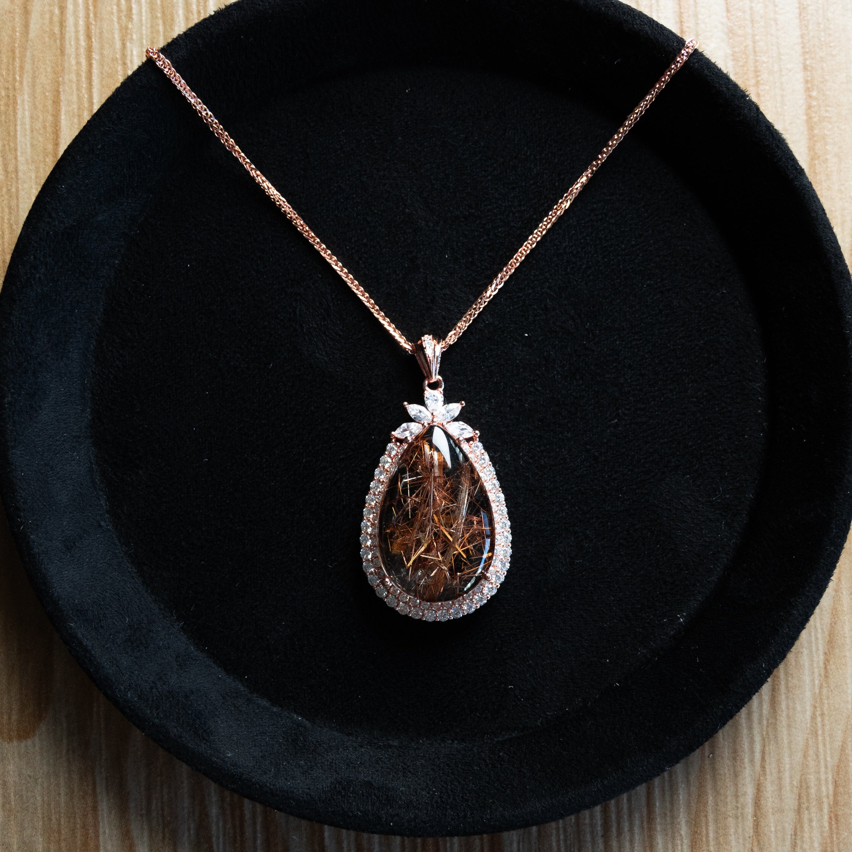 One-of-a-Kind Golden Rutilated Quartz Necklace | Hand-Selected Natural Crystal Pendant in 925 Sterling Silver (S925) – Luxury Energy Jewelry for Wealth & Confidence