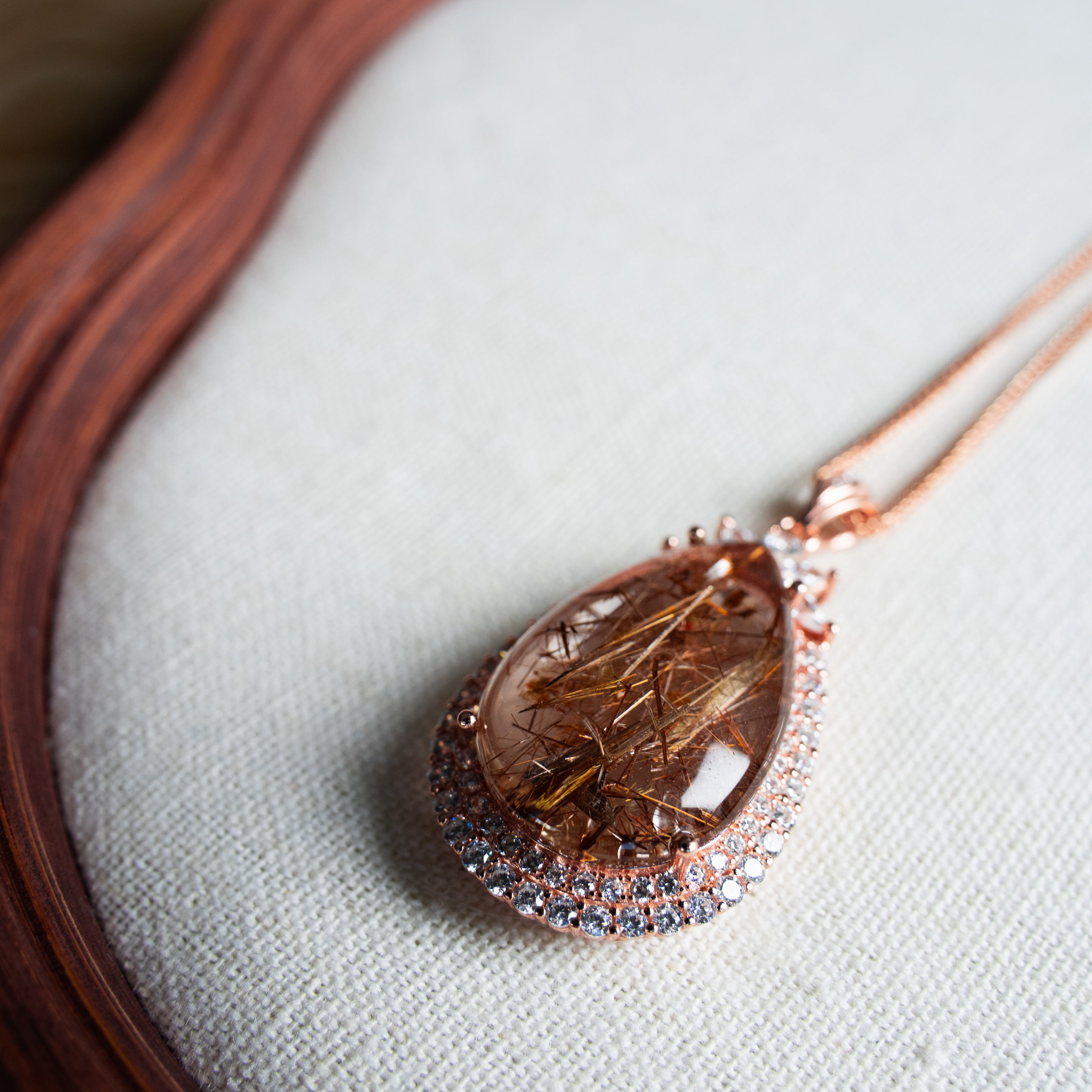 One-of-a-Kind Golden Rutilated Quartz Necklace | Hand-Selected Natural Crystal Pendant in 925 Sterling Silver (S925) – Luxury Energy Jewelry for Wealth & Confidence