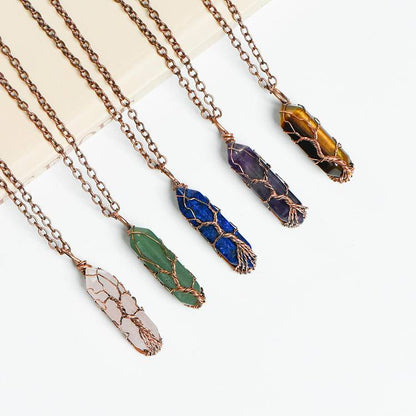 Hexagonal prism double-pointed pendant necklace– Natural Healing Crystals Jewelry – Handmade Natural Crystals|「Ethereal Veil」