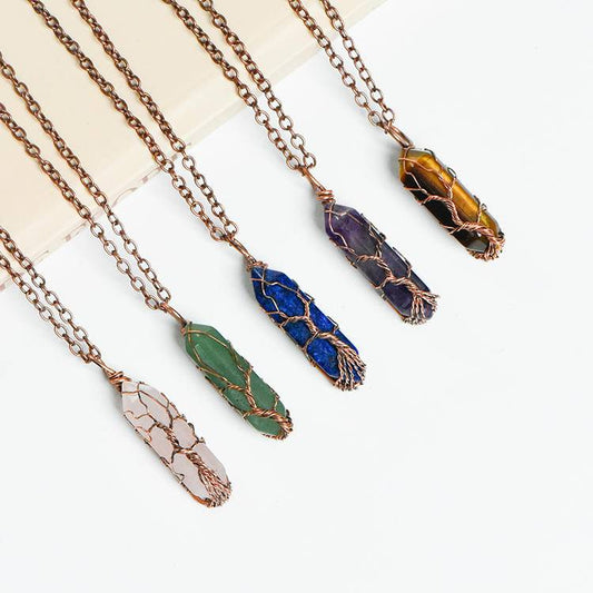 Hexagonal prism double-pointed pendant necklace– Natural Healing Crystals Jewelry – Handmade Natural Crystals|「Ethereal Veil」