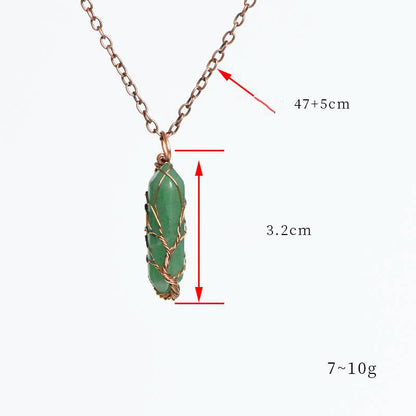 Hexagonal prism double-pointed pendant necklace– Natural Healing Crystals Jewelry – Handmade Natural Crystals|「Ethereal Veil」