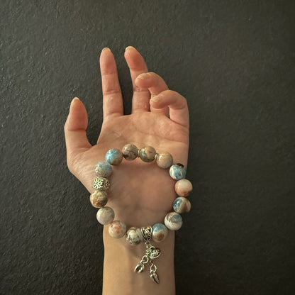 Island Aquamarine Crystal Bracelet – Calming Energy from the Sea– Natural Healing Crystals Jewelry – Handmade Natural Crystals|「Ethereal Veil」