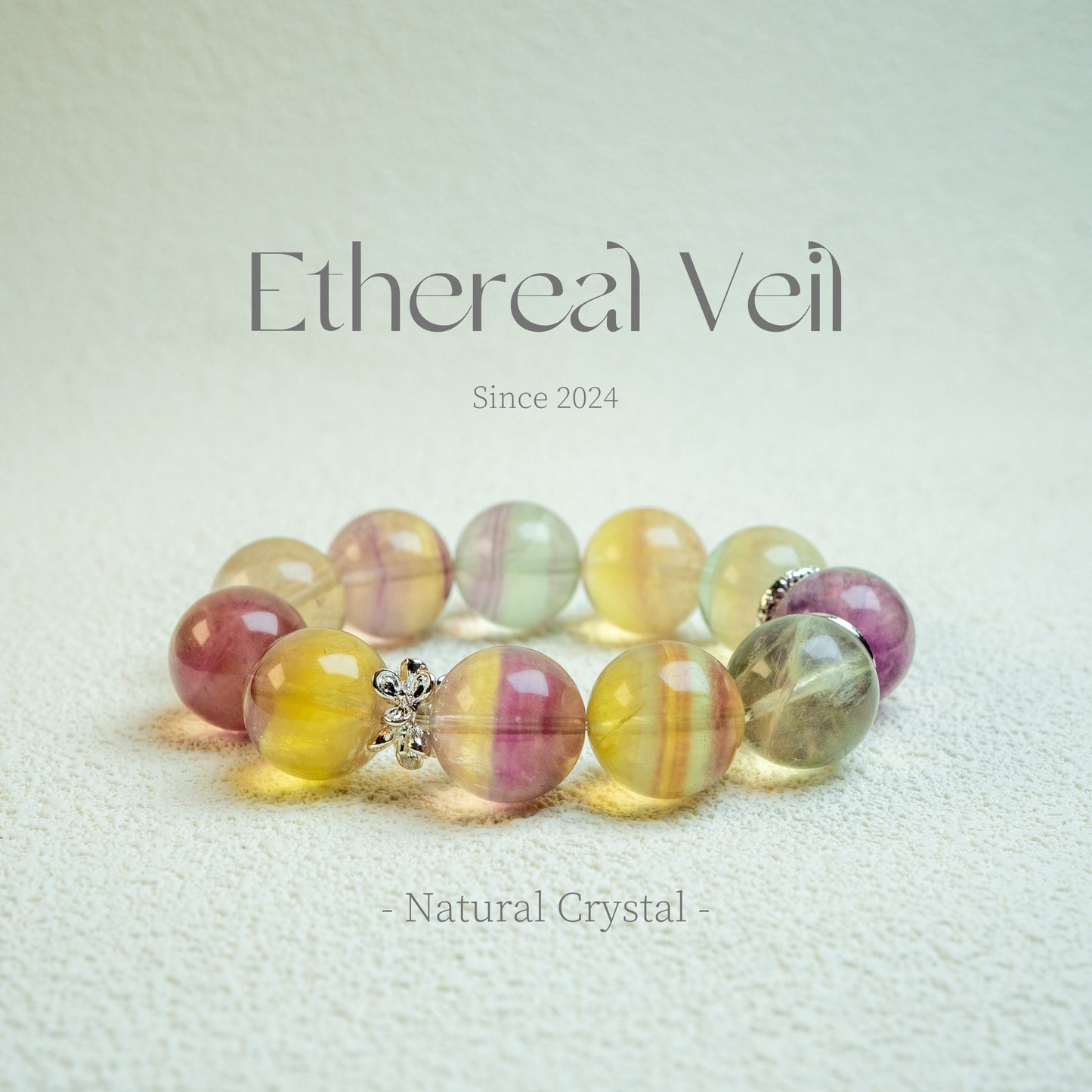 Aurora Focus – Natural Fluorite Energy Bracelet– Natural Healing Crystals Jewelry – Handmade Natural Crystals|「Ethereal Veil」