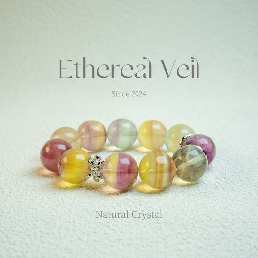 Aurora Focus – Natural Fluorite Energy Bracelet– Natural Healing Crystals Jewelry – Handmade Natural Crystals|「Ethereal Veil」