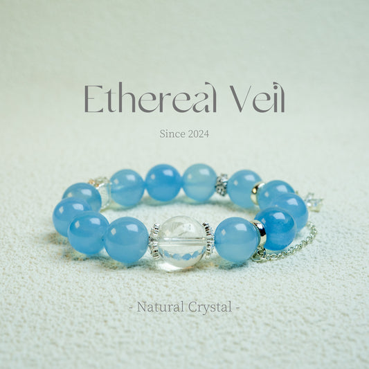 Ocean Whisper Bracelet – Emotional Balance Crystal Duo– Natural Healing Crystals Jewelry – Handmade Natural Crystals|「Ethereal Veil」